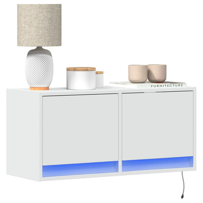 Mobile Tv A Parete Con Luci Led 100X31X35 Cm