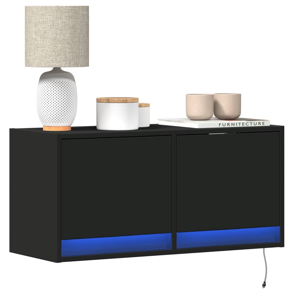 Mobile Tv A Parete Con Luci Led 100X31X35 Cm