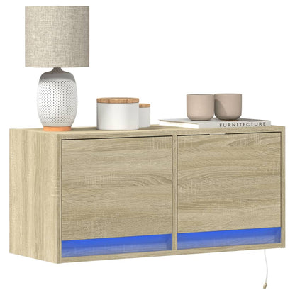 Mobile Tv A Parete Con Luci Led 100X31X35 Cm