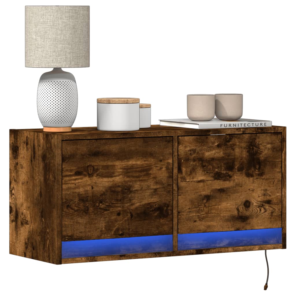 Mobile Tv A Parete Con Luci Led 100X31X35 Cm