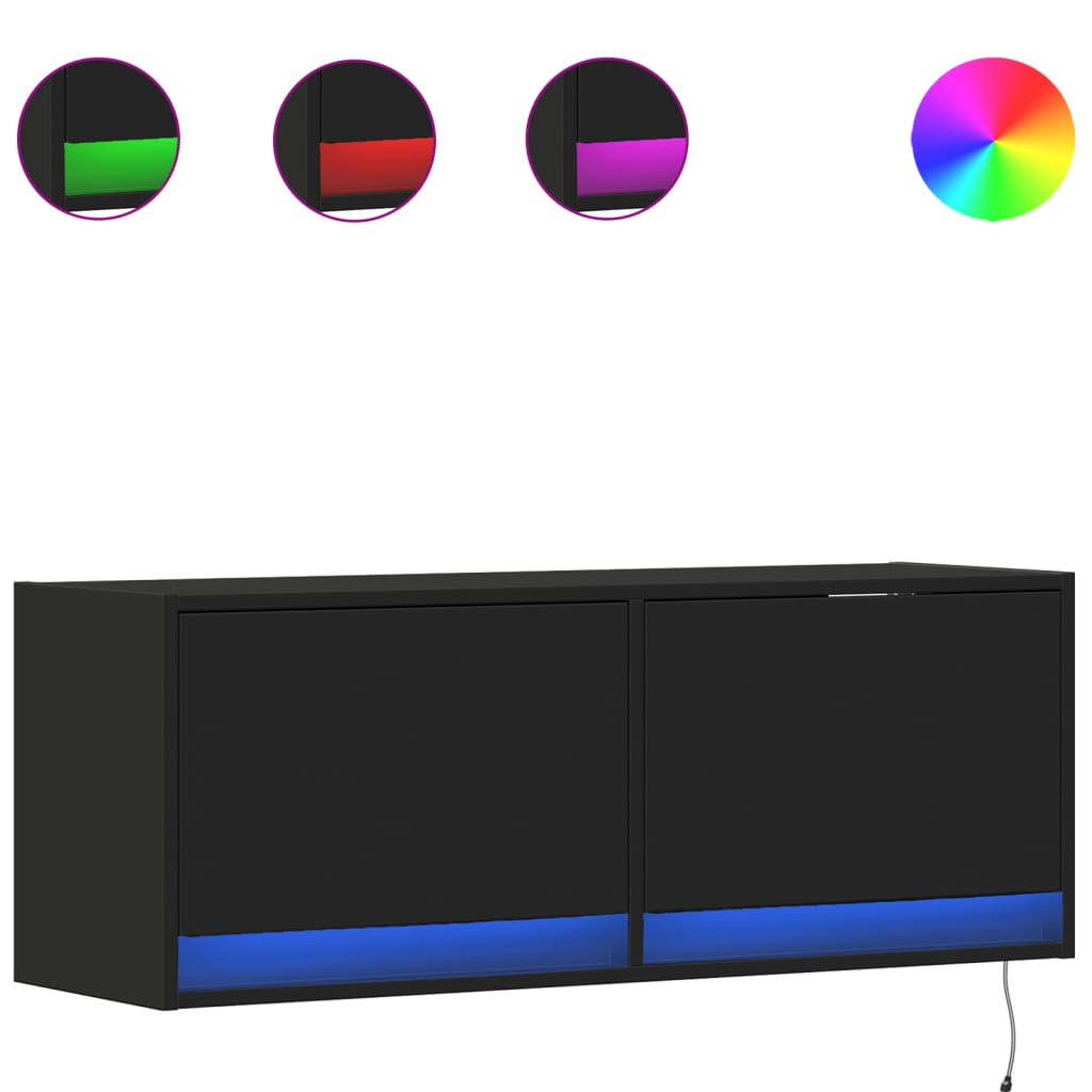 Mobile Tv A Parete Con Luci Led 100X31X35 Cm