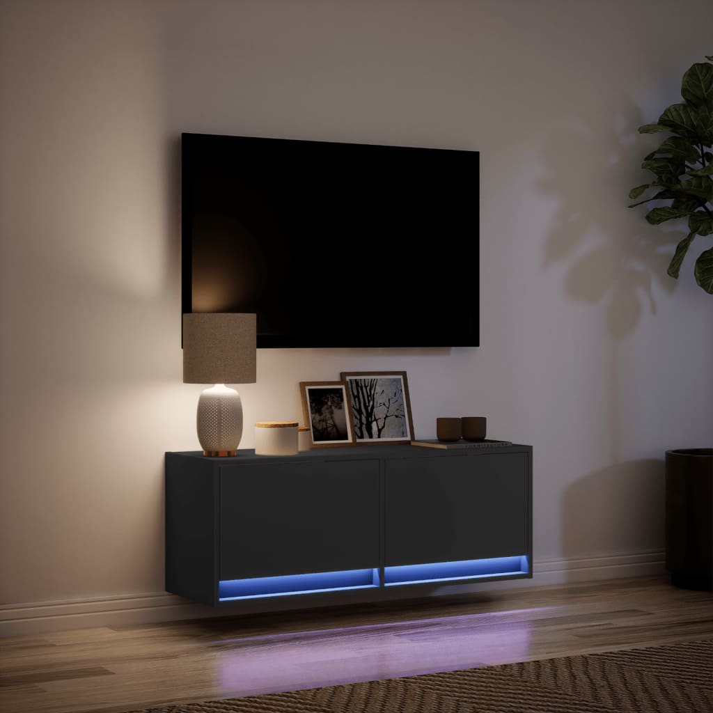 Mobile Tv A Parete Con Luci Led 100X31X35 Cm