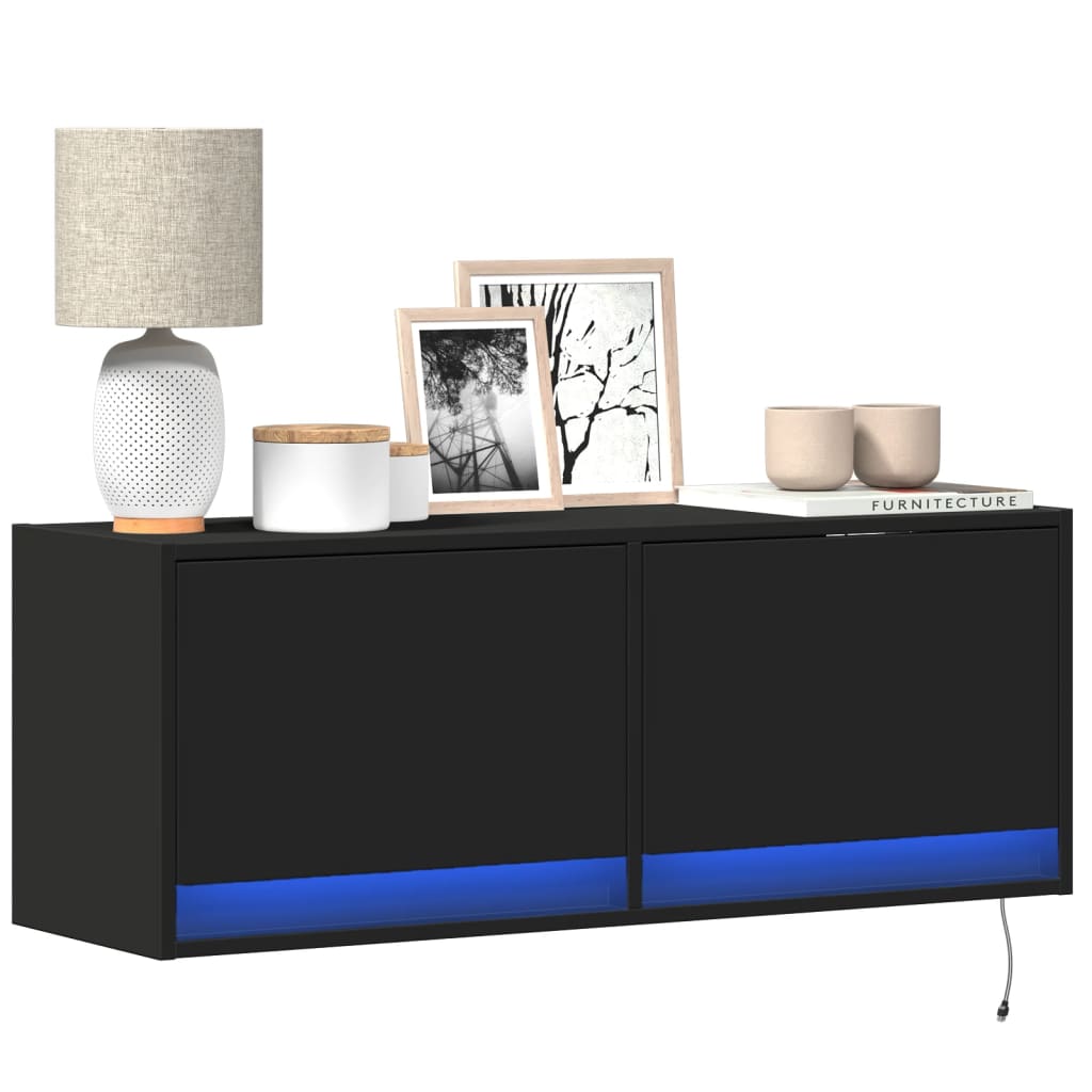 Mobile Tv A Parete Con Luci Led 100X31X35 Cm
