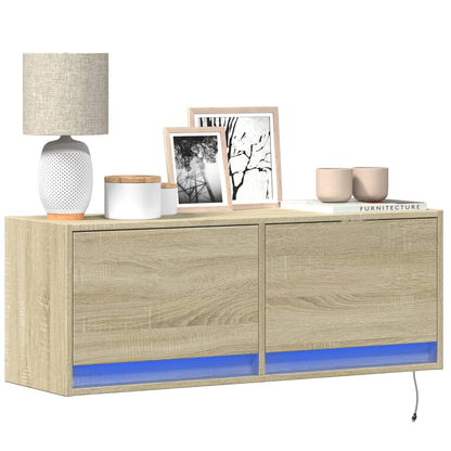 Mobile Tv A Parete Con Luci Led 100X31X35 Cm