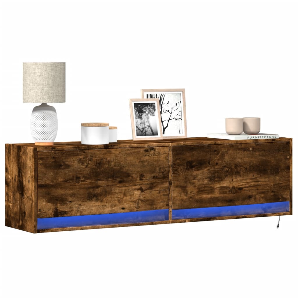 Mobile Tv A Parete Con Luci Led 100X31X35 Cm