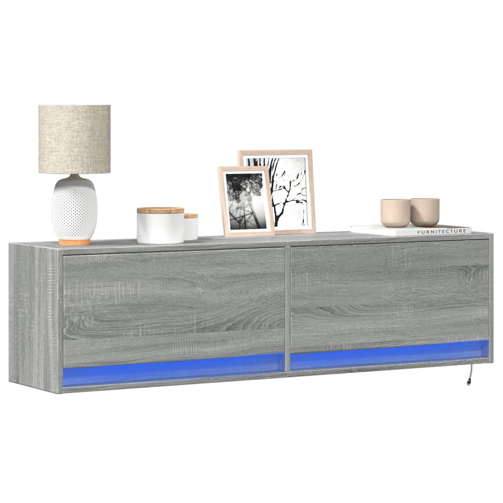 Mobile Tv A Parete Con Luci Led 100X31X35 Cm
