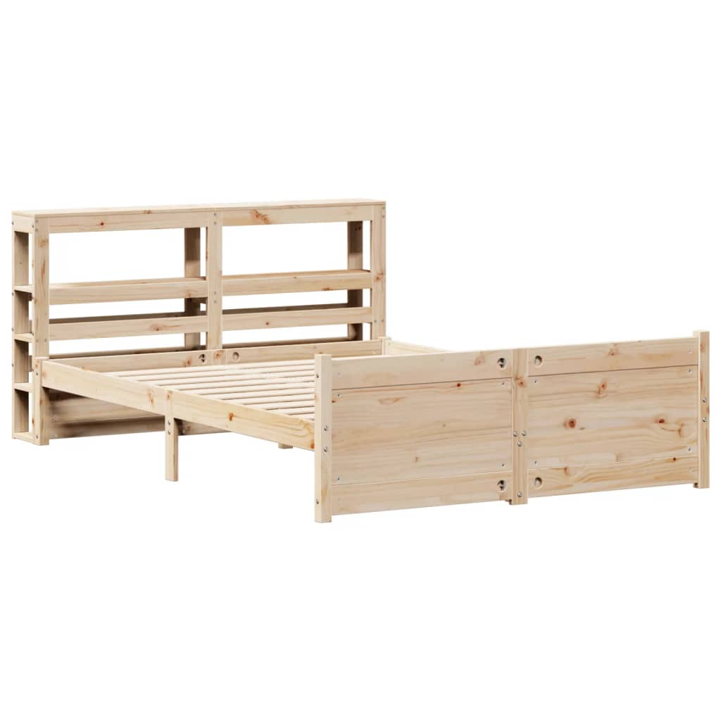 Giroletto Con Testiera 120X200 Cm In Legno Massello Di Pino Bianco