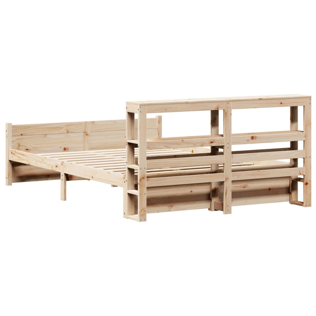 Giroletto Con Testiera 120X200 Cm In Legno Massello Di Pino Bianco