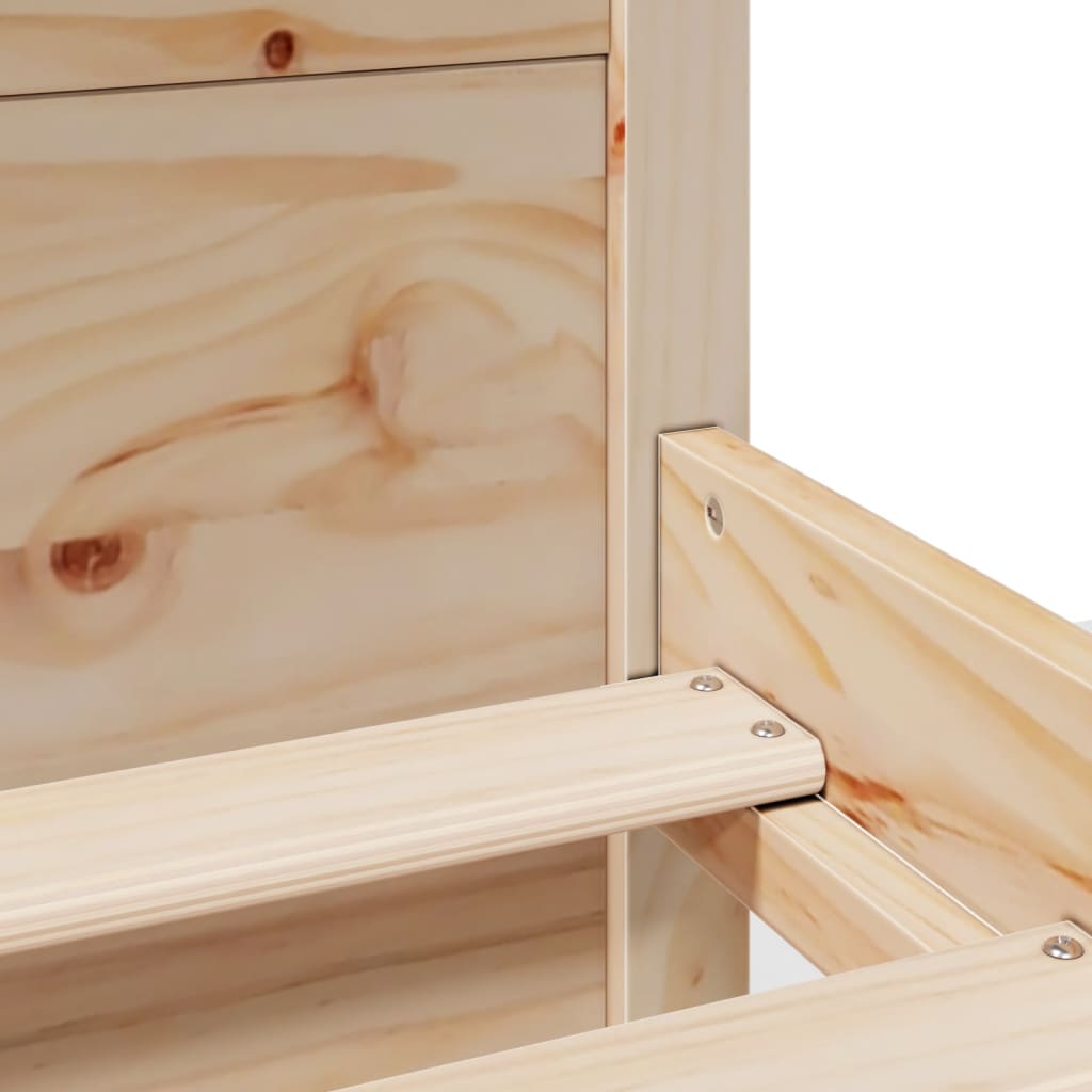 Giroletto Con Testiera 120X200 Cm In Legno Massello Di Pino Bianco