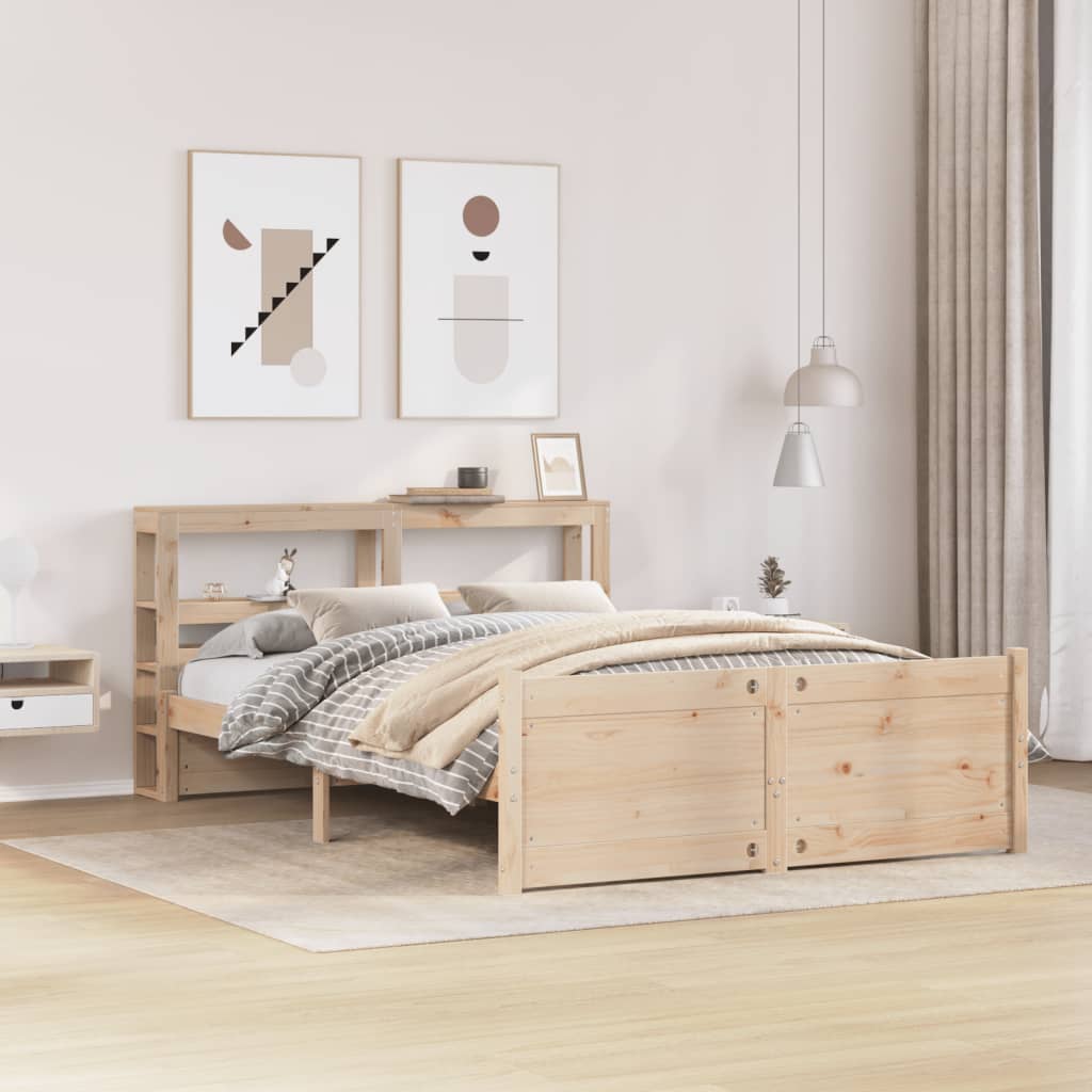 Giroletto Con Testiera 120X200 Cm In Legno Massello Di Pino Bianco