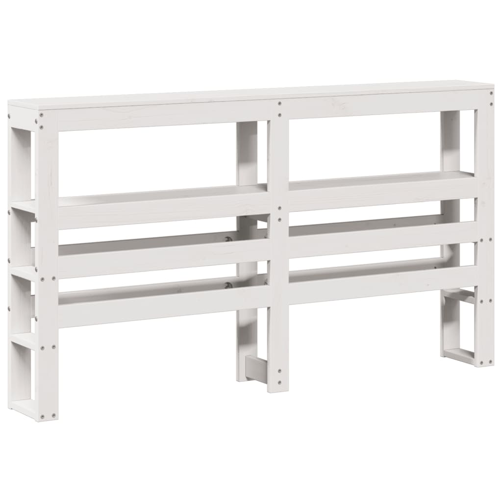 Giroletto Con Testiera Bianco 135X190 Cm Legno Massello Di Pino