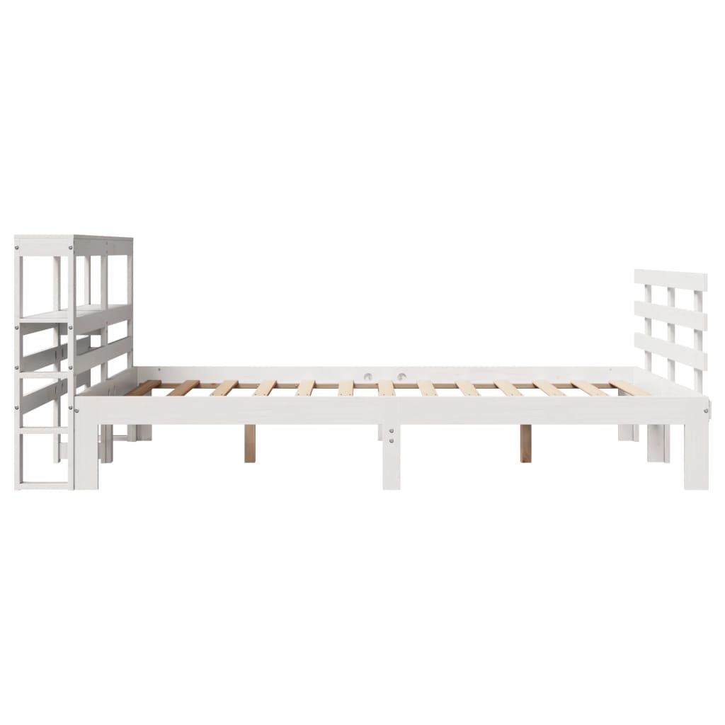Giroletto Con Testiera Bianco 135X190 Cm Legno Massello Di Pino