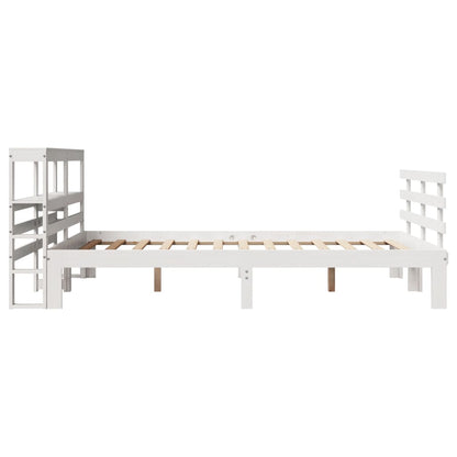 Giroletto Con Testiera Bianco 135X190 Cm Legno Massello Di Pino