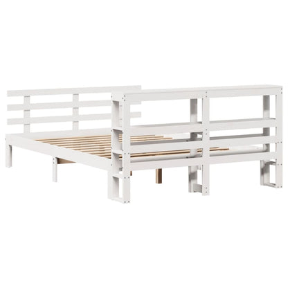 Giroletto Con Testiera Bianco 135X190 Cm Legno Massello Di Pino