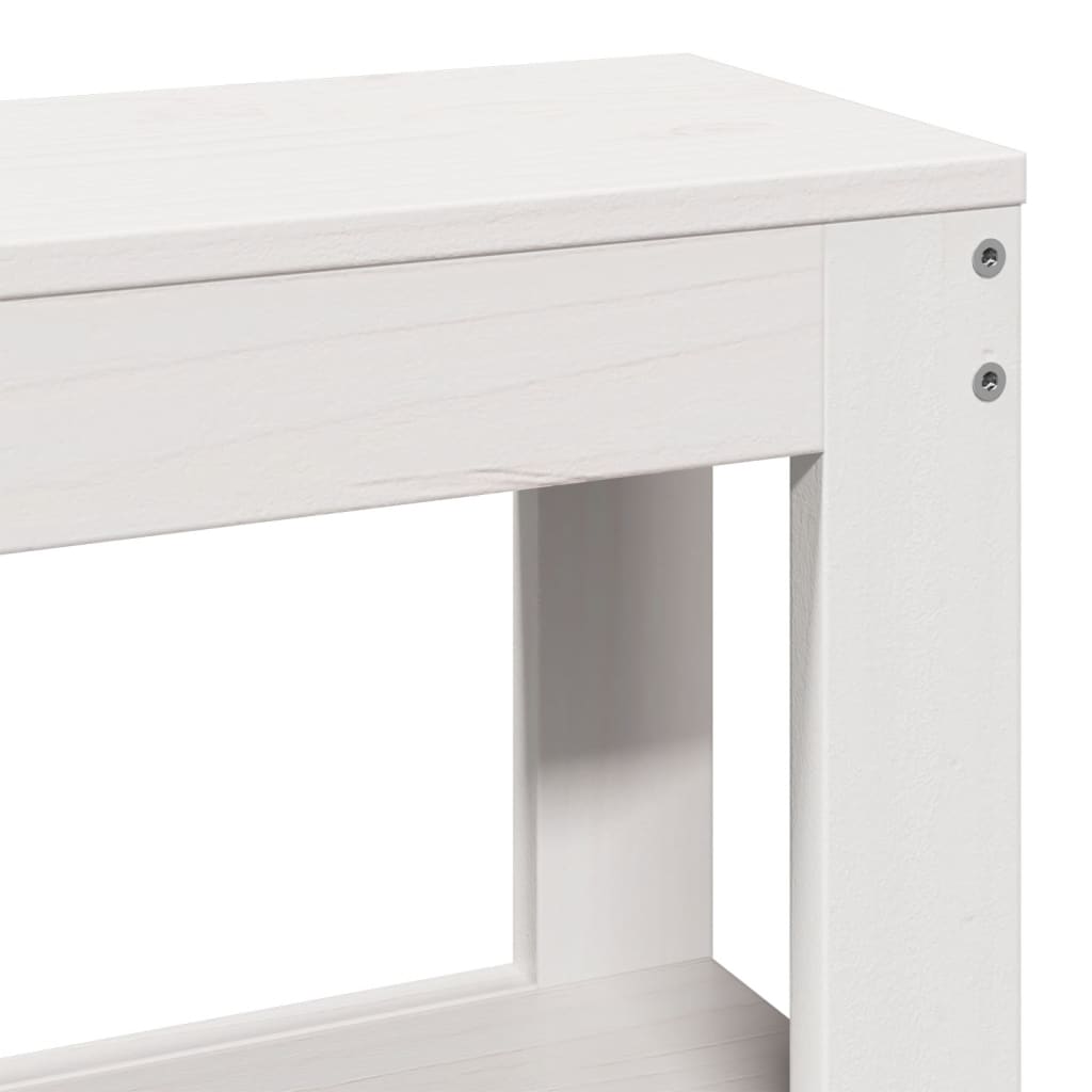 Giroletto Con Testiera Bianco 135X190 Cm Legno Massello Di Pino