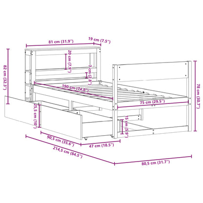 Letto Senza Materasso 75X190 In Legno Massello Di Pino