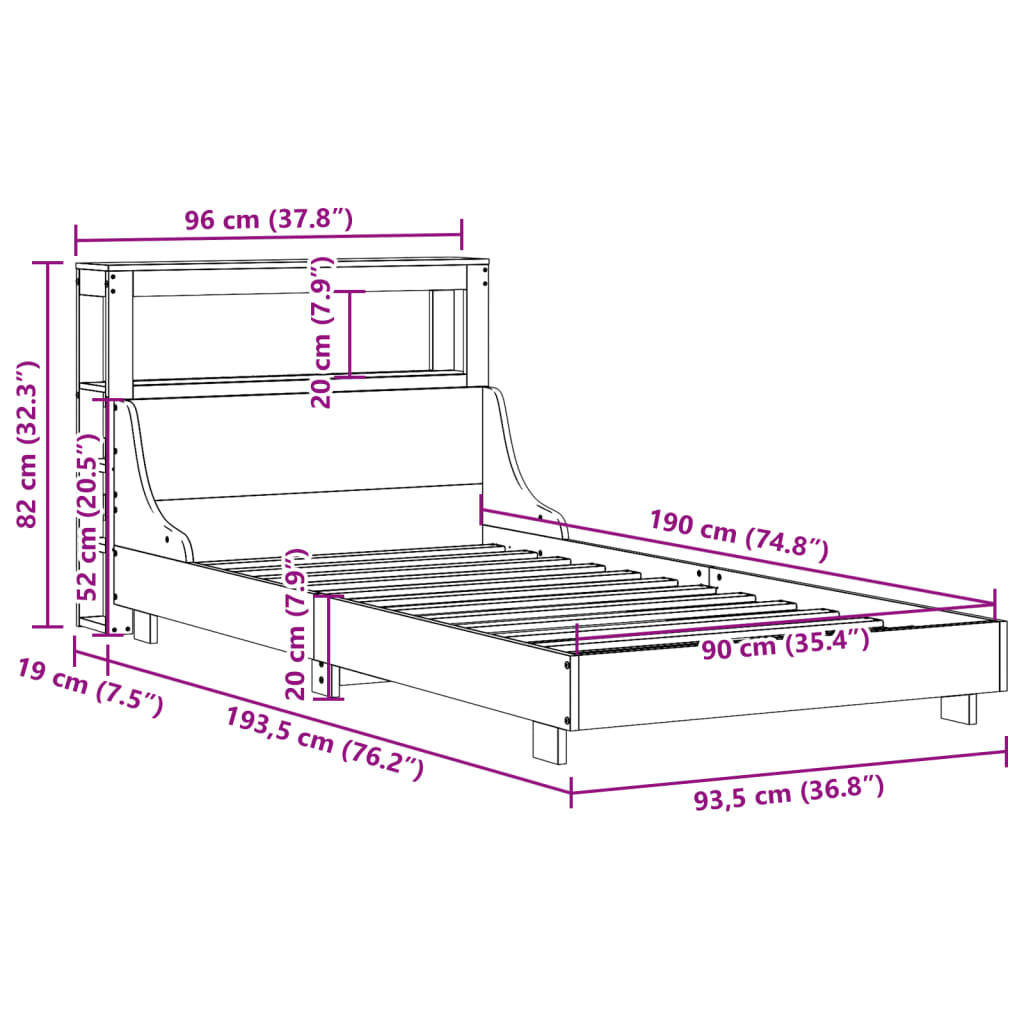 Letto Senza Materasso In Legno Massello Di Pino