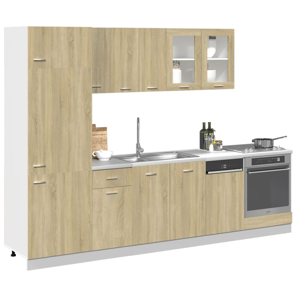 Set Mobili Da Cucina 8Pz “Lyon” Rovere Sonoma In Truciolato