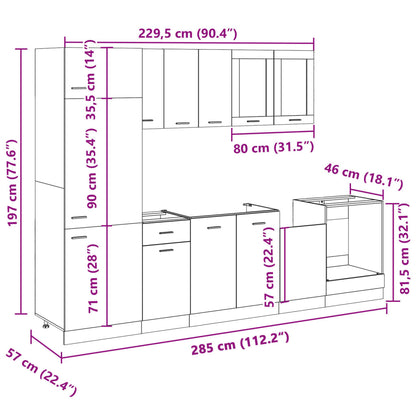 Set Mobili Da Cucina 8Pz “Lyon” Rovere Sonoma In Truciolato