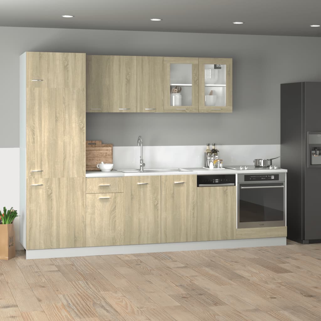 Set Mobili Da Cucina 8Pz “Lyon” Rovere Sonoma In Truciolato