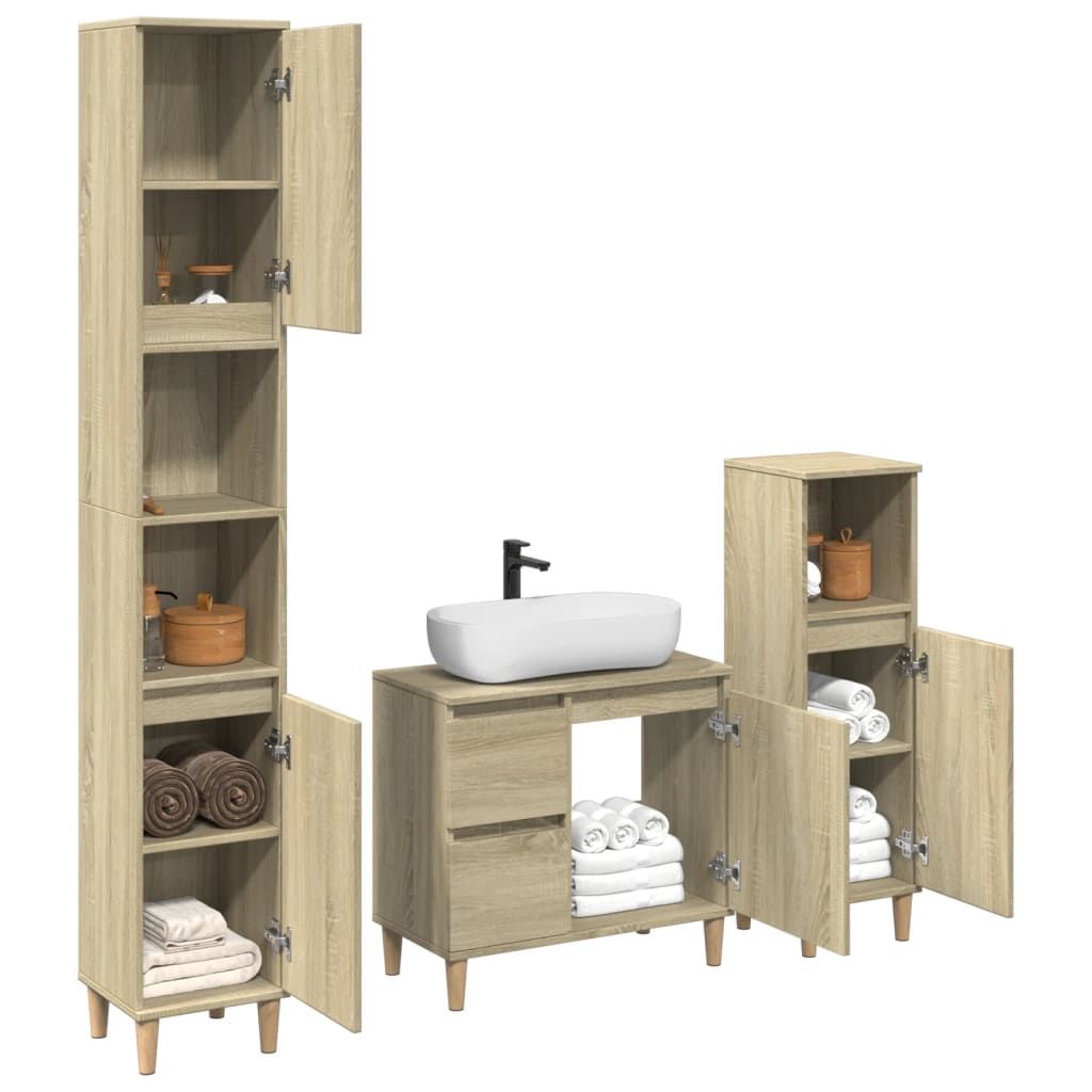 Set Mobili Da Bagno 3 Pz In Legno Multistrato
