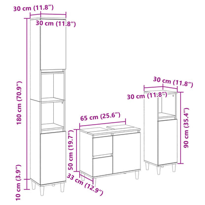 Set Mobili Da Bagno 3 Pz In Legno Multistrato