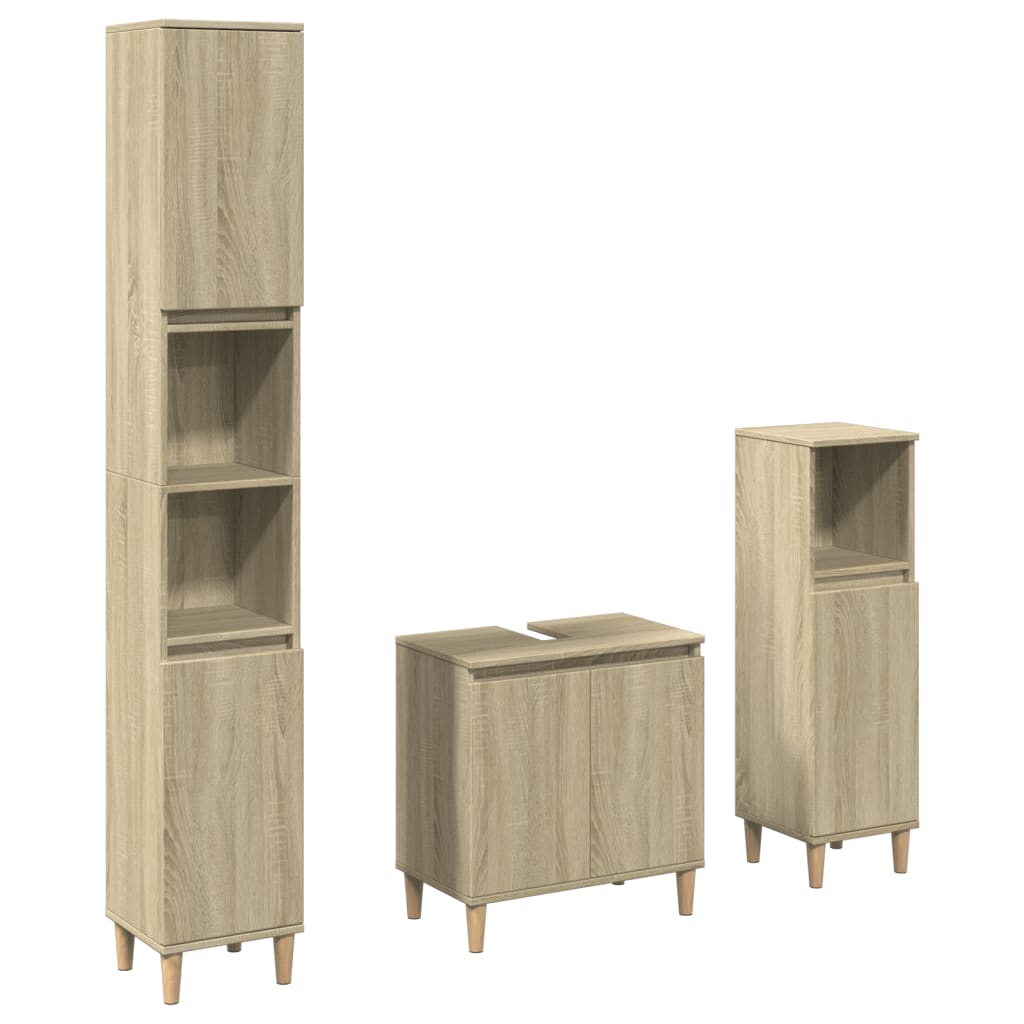 Set Mobili Da Bagno 3 Pz In Legno Multistrato