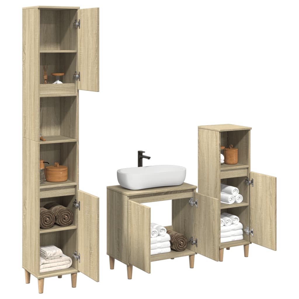 Set Mobili Da Bagno 3 Pz In Legno Multistrato