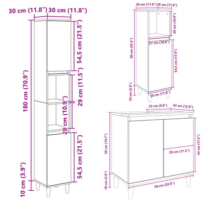 Set Mobili Da Bagno 3 Pz In Legno Multistrato