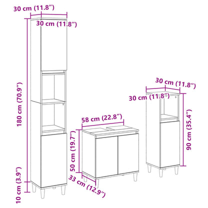 Set Mobili Da Bagno 3 Pz In Legno Multistrato