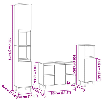 Set Mobili Da Bagno 3 Pz In Legno Multistrato