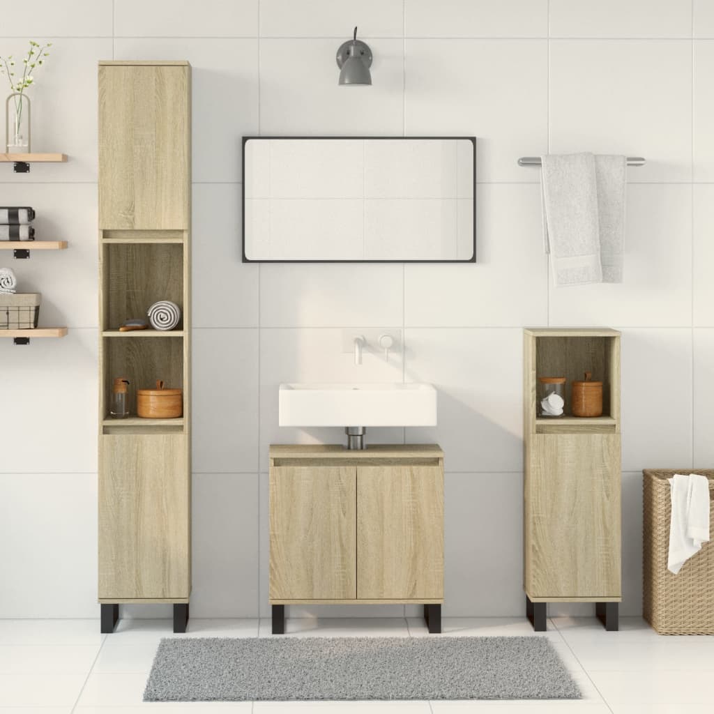 Set Mobili Da Bagno 3 Pz In Legno Multistrato