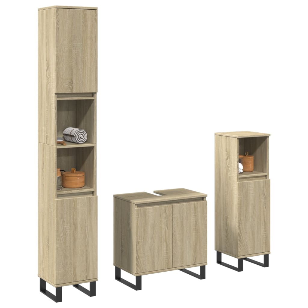 Set Mobili Da Bagno 3 Pz In Legno Multistrato