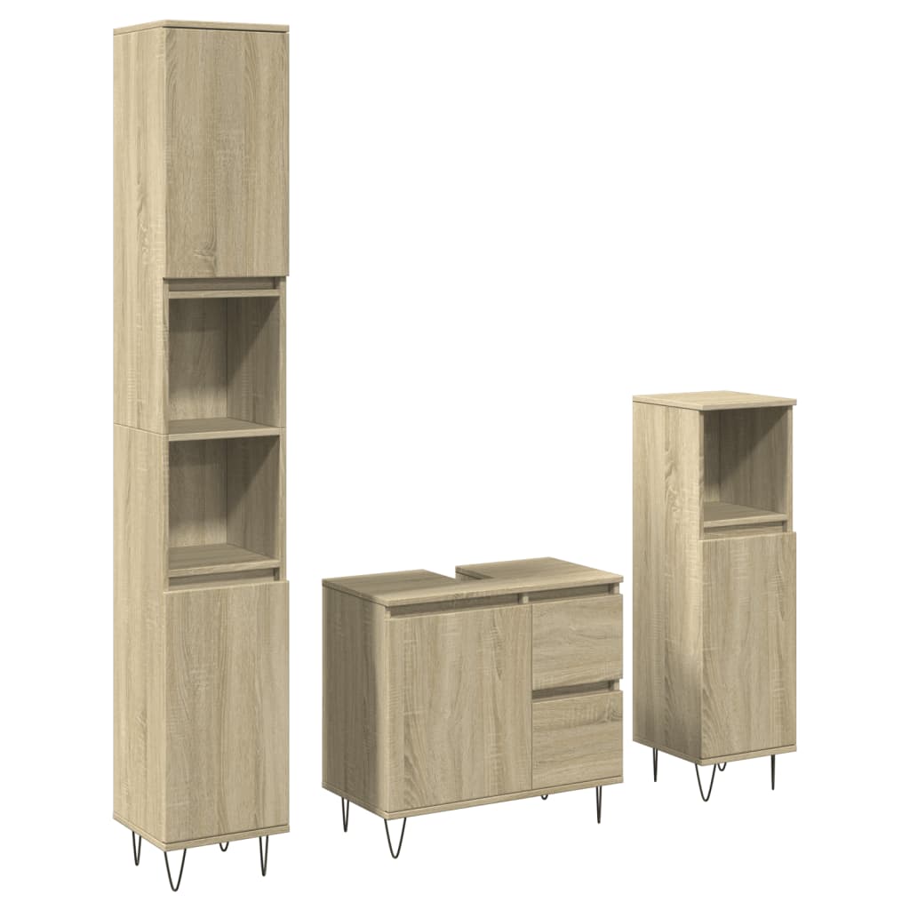 Set Mobili Da Bagno 3 Pz In Legno Multistrato