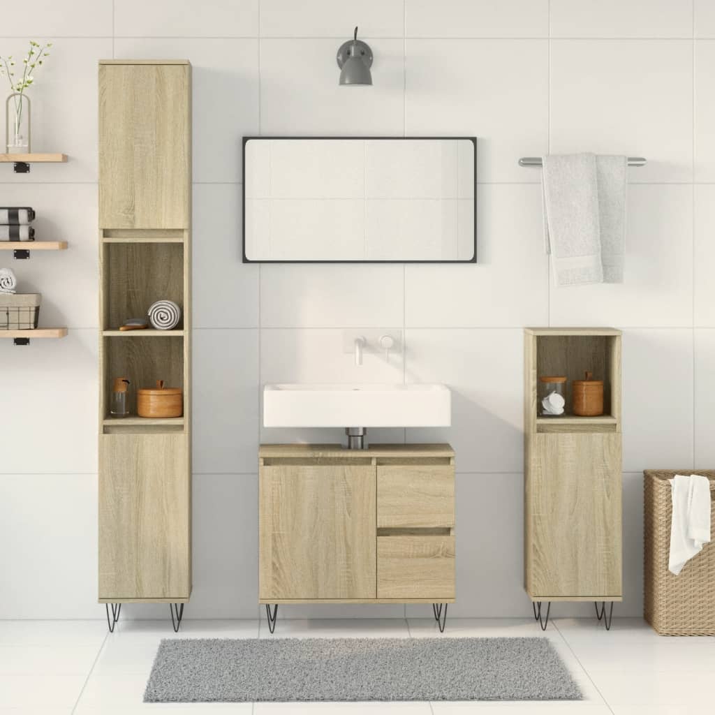 Set Mobili Da Bagno 3 Pz In Legno Multistrato