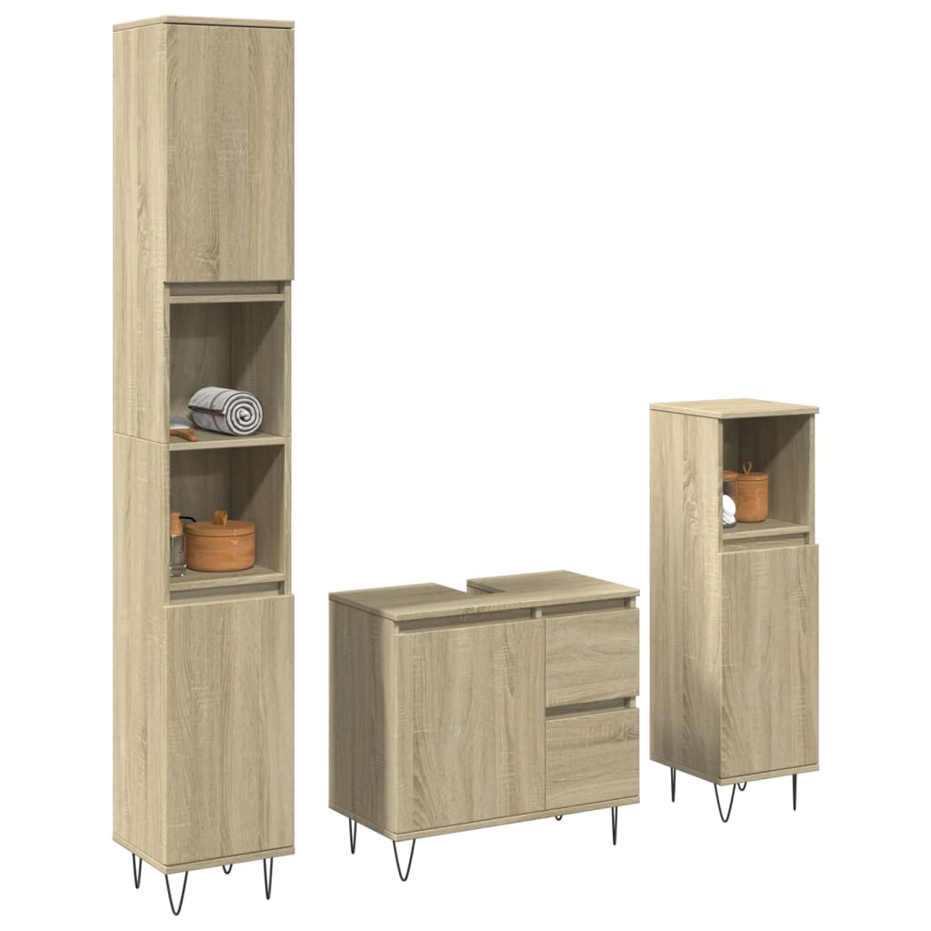 Set Mobili Da Bagno 3 Pz In Legno Multistrato