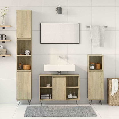 Set Mobili Da Bagno 3 Pz Rovere Sonoma In Legno Multistrato