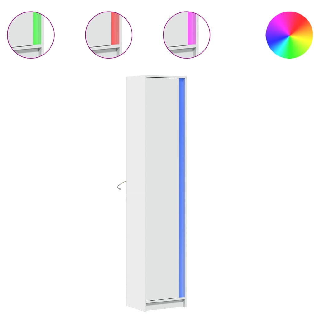 Credenza Con Led Bianca 41,5X32,5X200 Cm In Truciolato