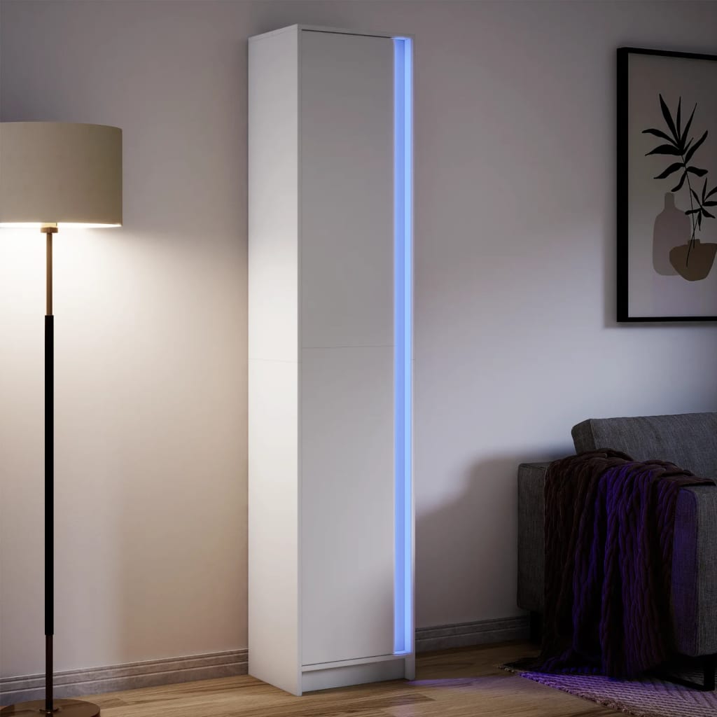 Credenza Con Led Bianca 41,5X32,5X200 Cm In Truciolato