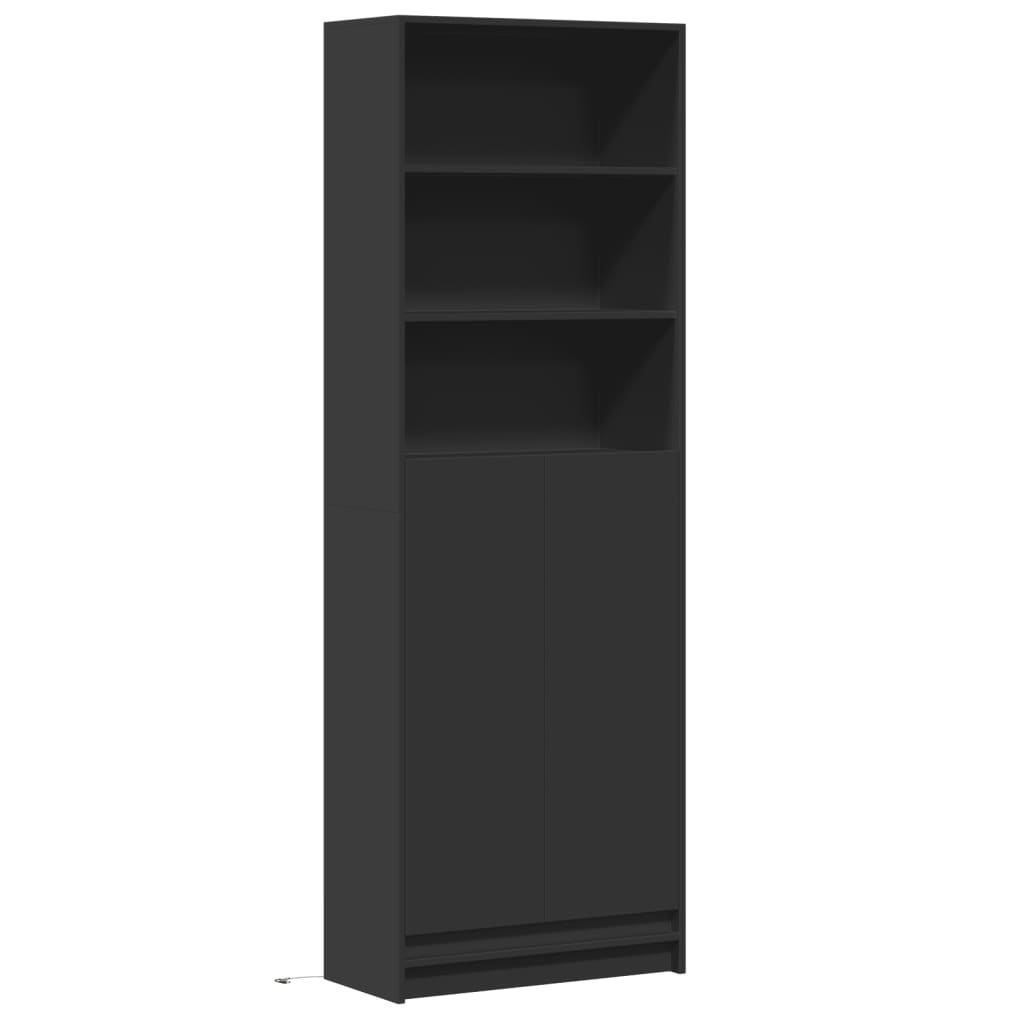 Credenza Con Led Nera 69X32,5X200 Cm In Truciolato