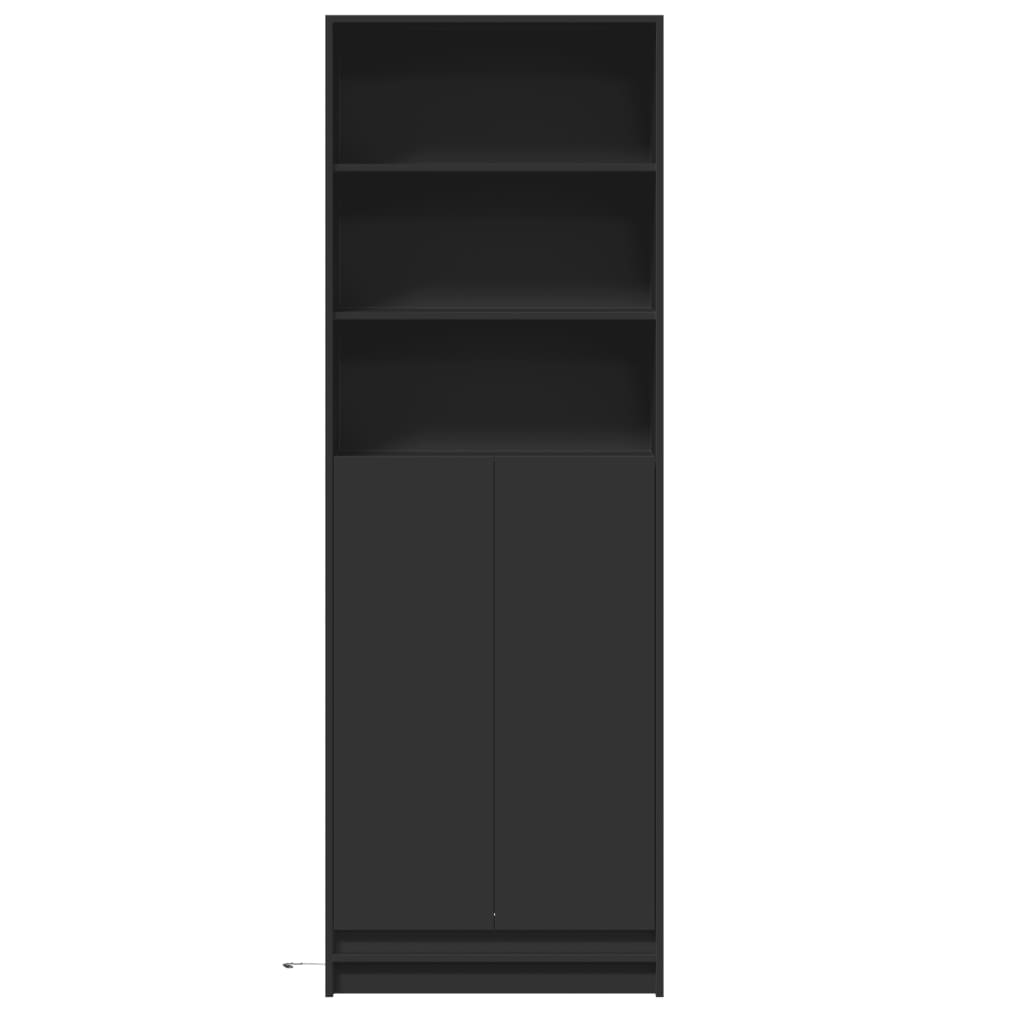 Credenza Con Led Nera 69X32,5X200 Cm In Truciolato