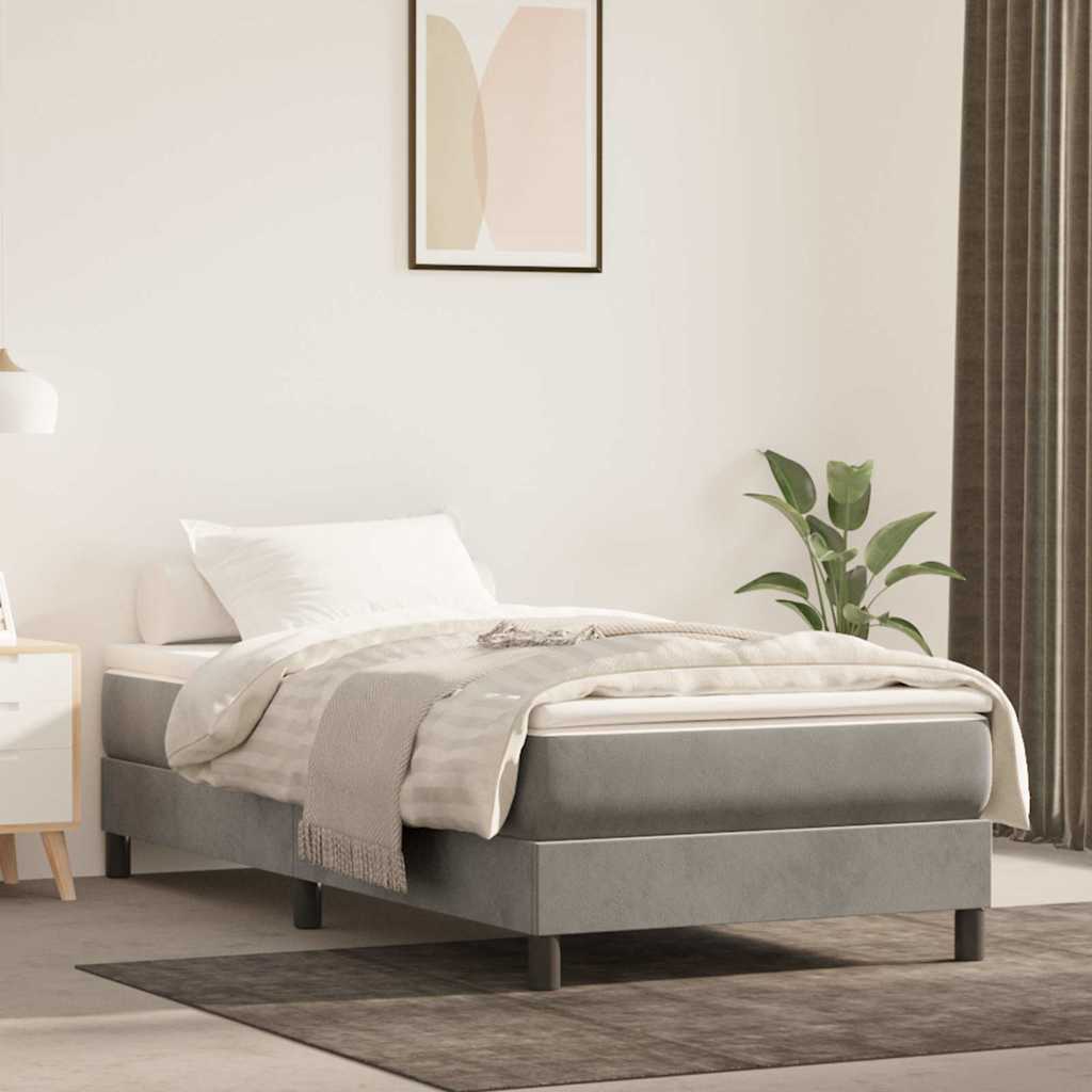 Materasso A Molle Insacchettate Rigidità Media 140X220X20 Cm In Velluto Grigio Chiaro