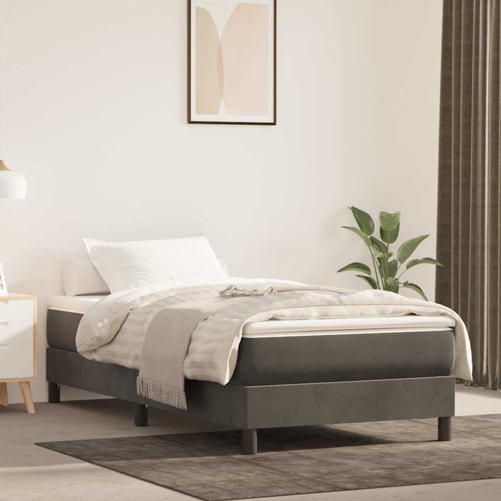 Materasso A Molle Insacchettate Rigidità Media 100X220X20 Cm In Velluto Grigio Scuro