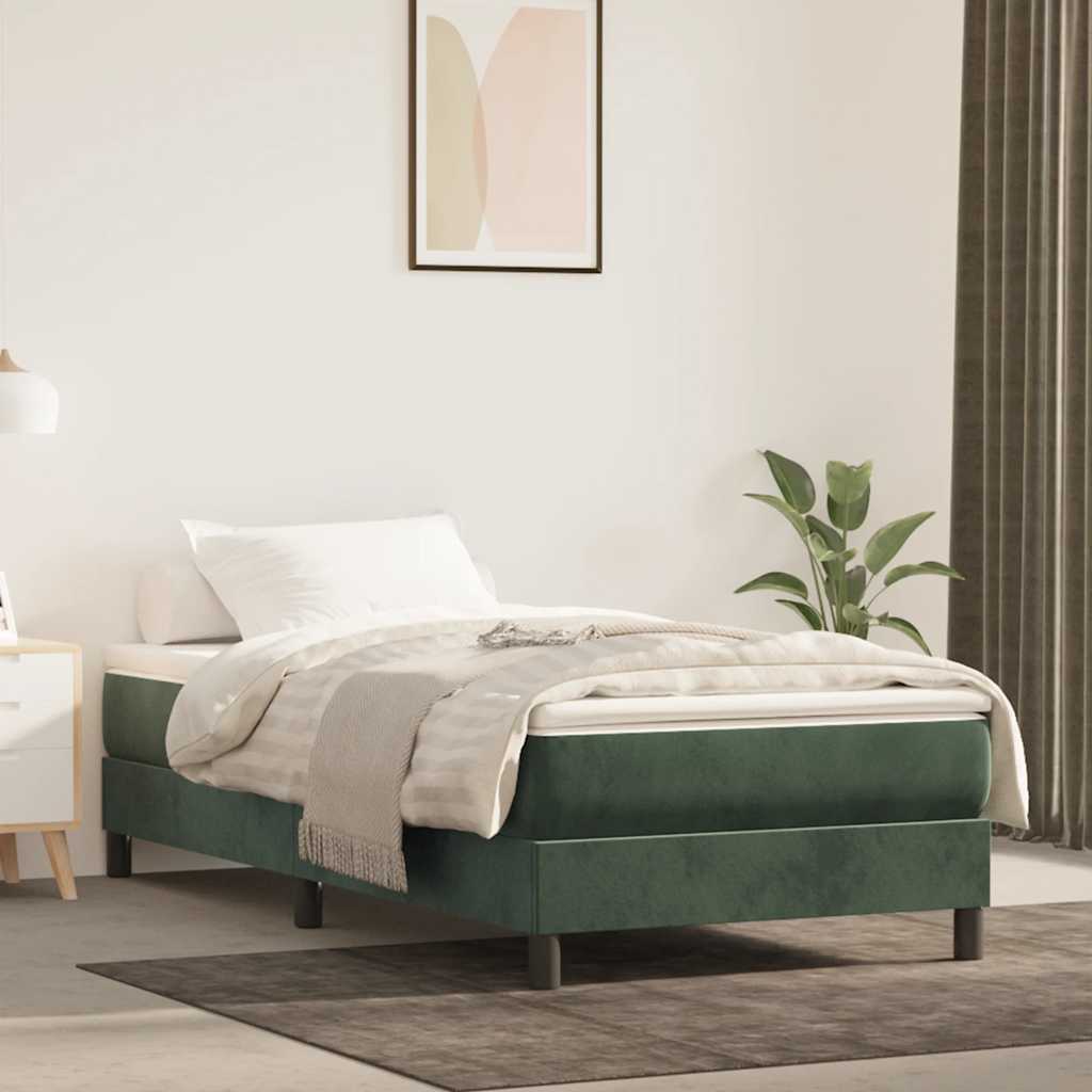 Materasso A Molle Insacchettate Rigidità Media 100X220X20 Cm In Velluto Verde Scuro