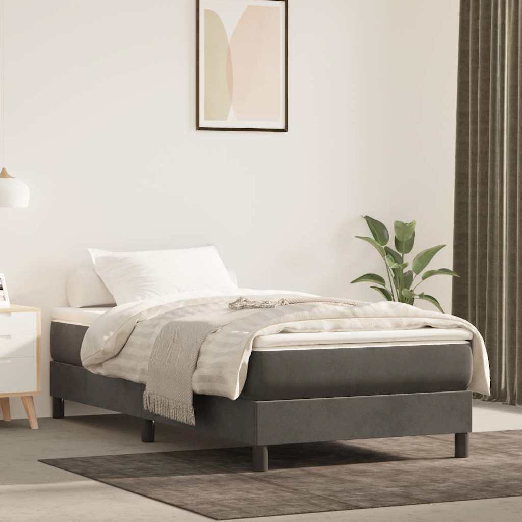 Materasso A Molle Insacchettate Rigidità Media 100X220X20 Cm In Velluto Grigio Scuro