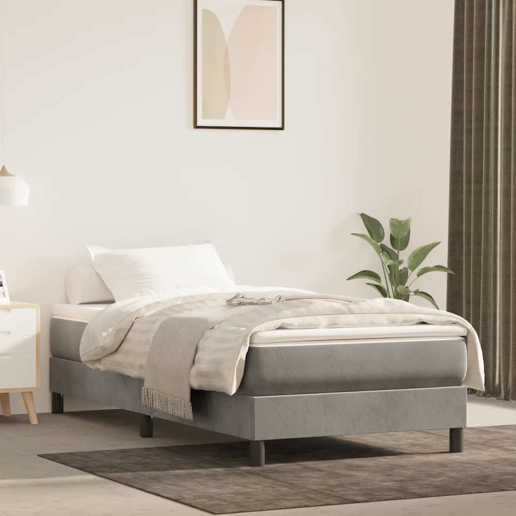 Materasso A Molle Insacchettate Rigidità Media 140X220X20 Cm In Velluto Grigio Chiaro