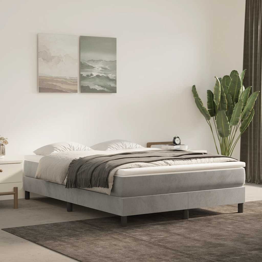 Materasso A Molle Insacchettate Rigidità Media 140X220X20 Cm In Velluto Grigio Chiaro