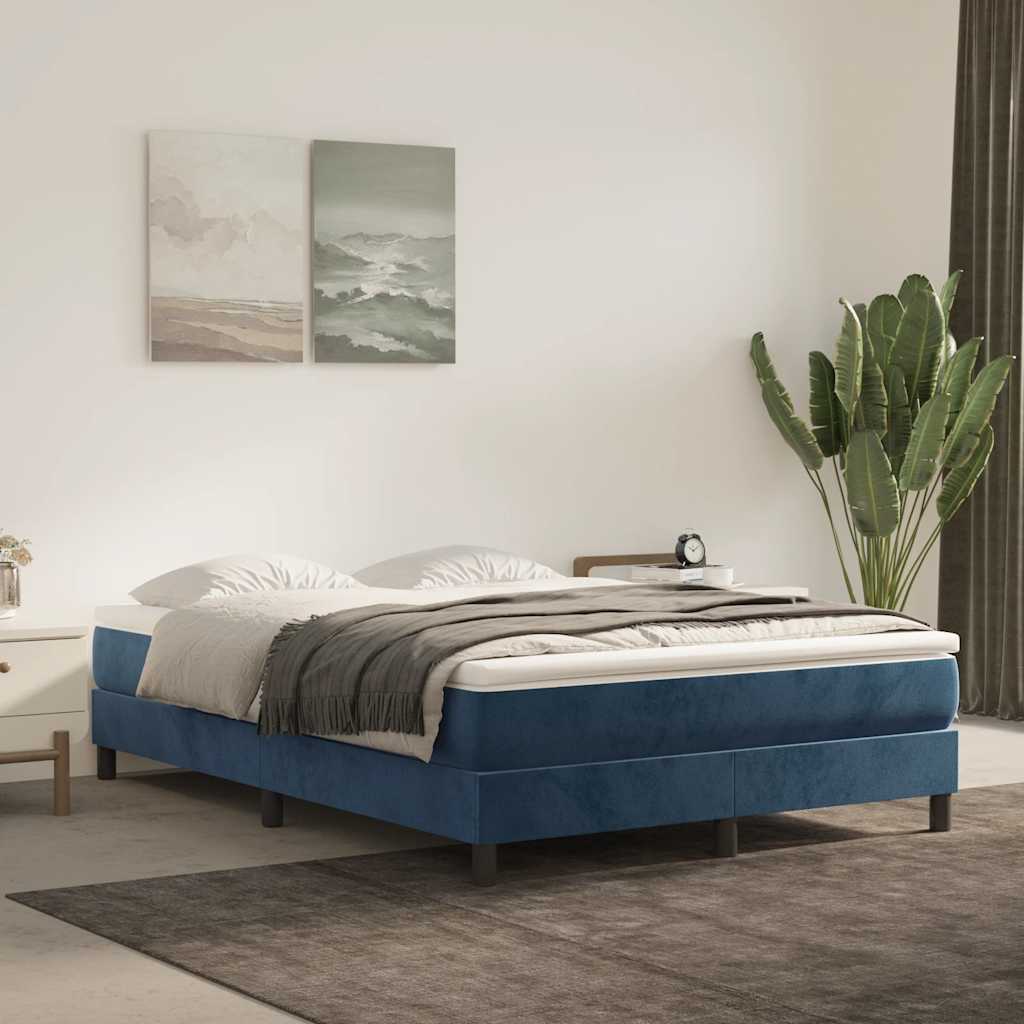 Materasso A Molle Insacchettate Rigidità Media 160X220X20 Cm In Velluto Blu Scuro