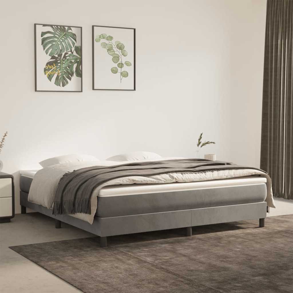 Materasso A Molle Insacchettate Rigidità Media 140X220X20 Cm In Velluto Grigio Chiaro