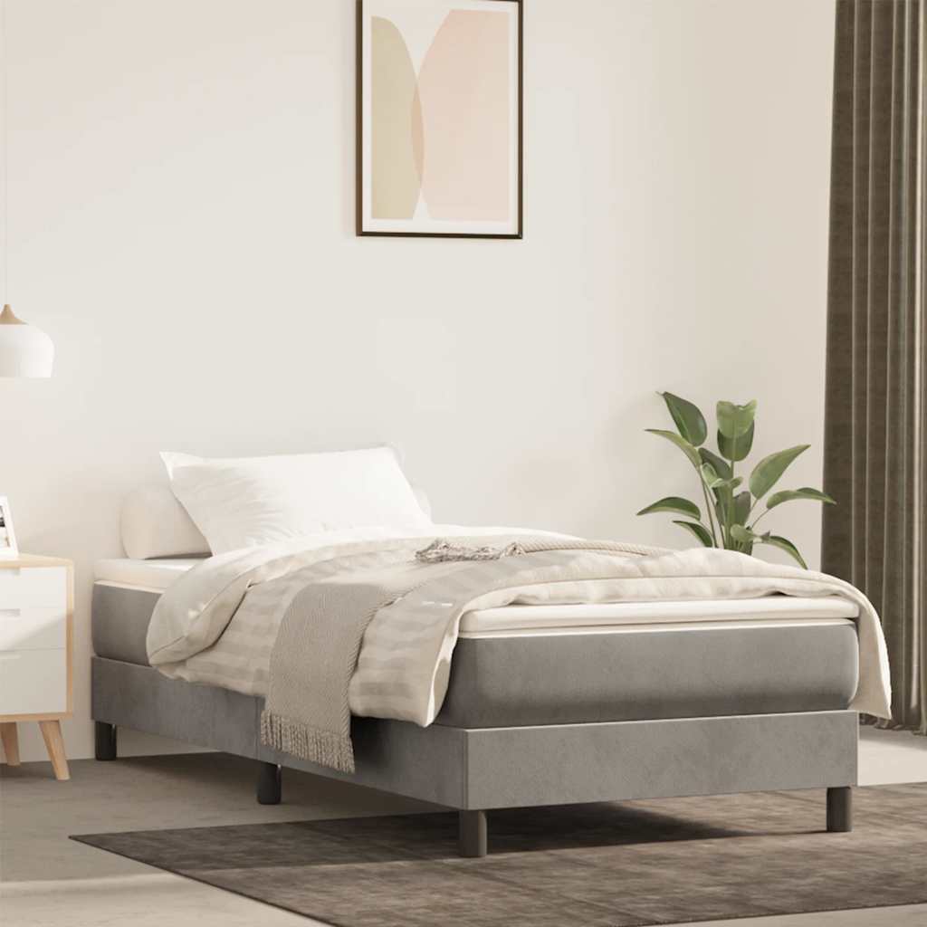 Materasso A Molle Insacchettate Rigidità Media 140X220X20 Cm In Velluto Grigio Chiaro